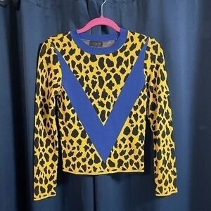 Leopard  yellow and blue Chevron Sweater
TOPSHOP